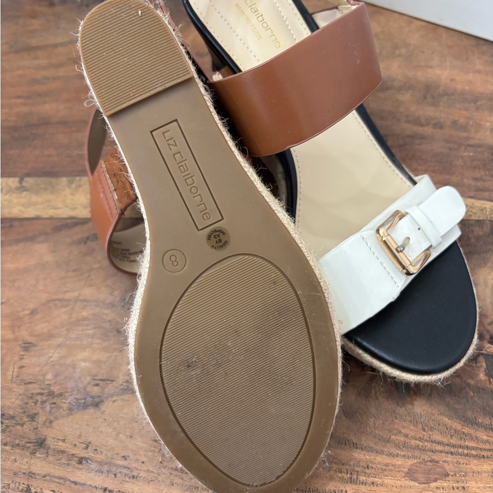 Liz Claiborne Brown and White Espadrille Sandals - Picture 5 of 6
